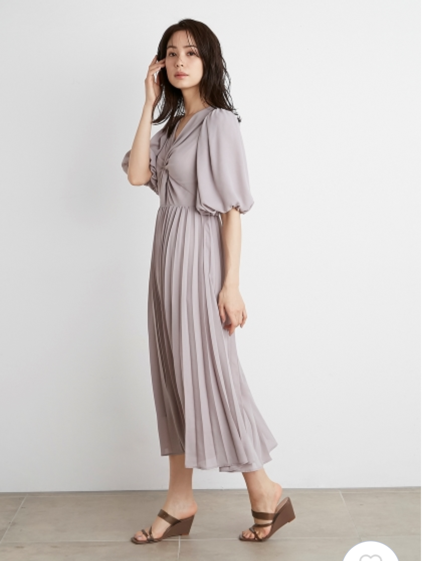 Fubail / Sustainableシフォンツイストプリーツワンピース