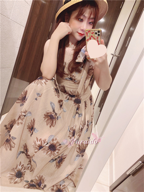 Her lip to Sunflower-Printed Midi Dressハーリップトゥ