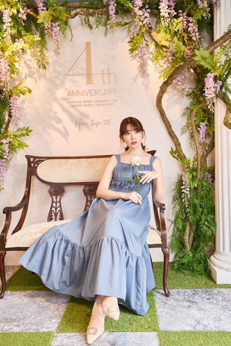 【Her lip to】Double Bow Summer Long Dress