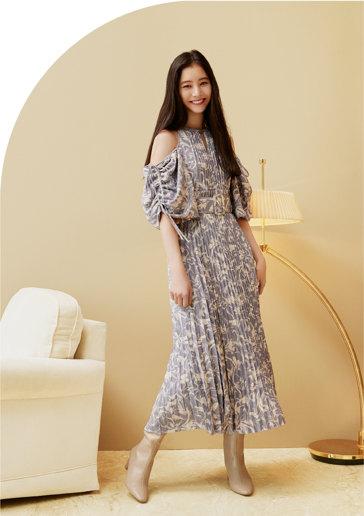 値下げ※新品snidel 2wayボリュームスリーブプリントワンピース 最終