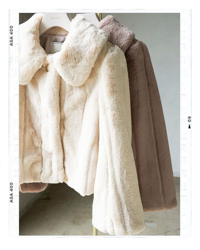 Winter Love Faux Fur Coat beige Sサイズ