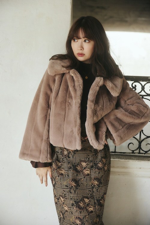 Winter Love Faux Fur Coat mocha Sサイズ