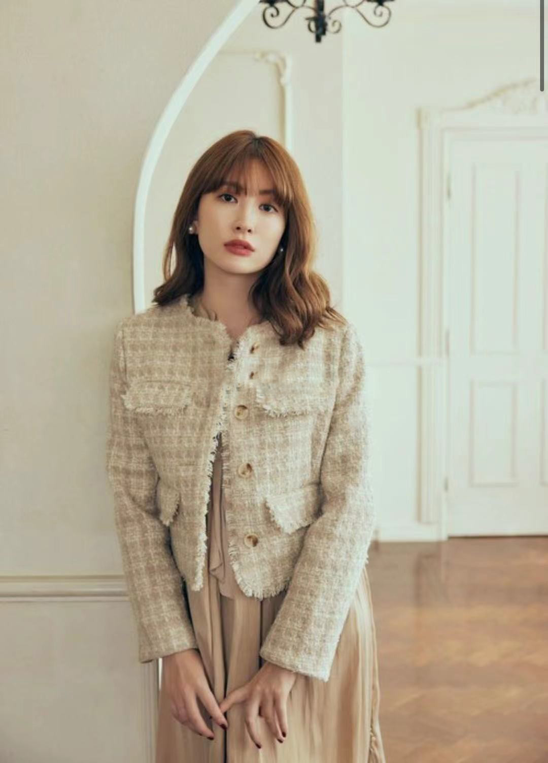 Her lip to Wool-Blend Fancy Tweed Jacket