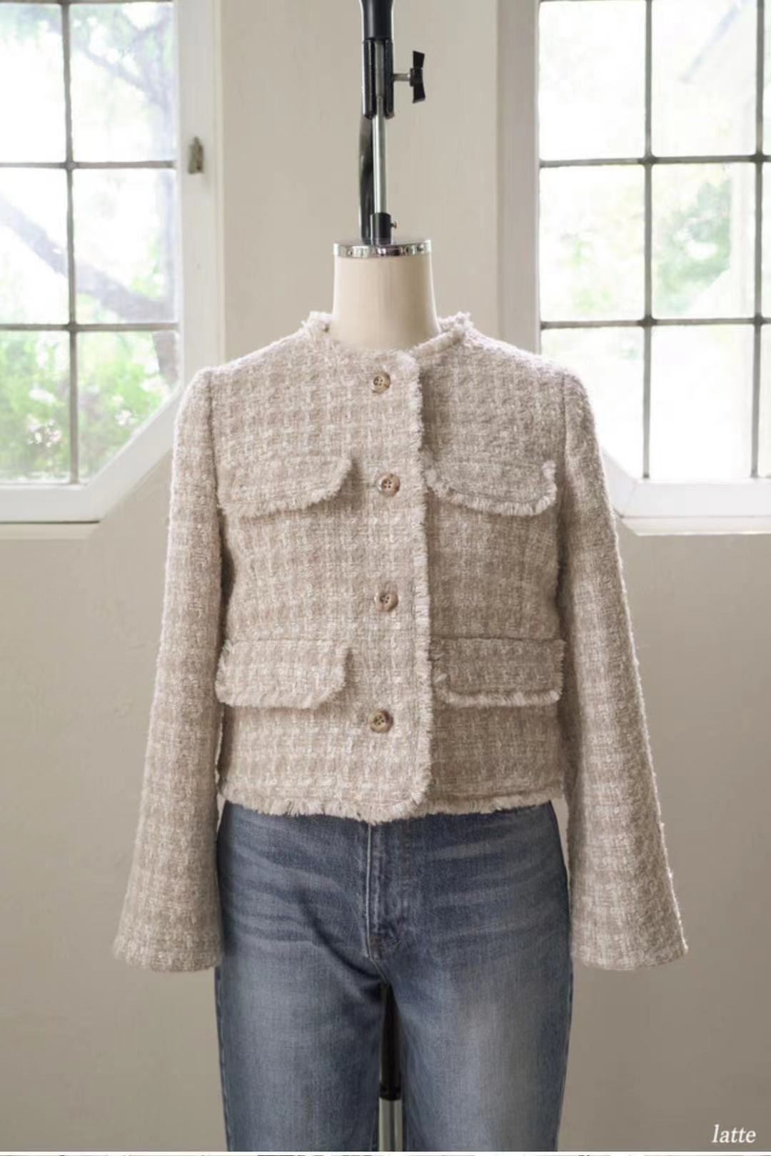Wool-Blend Fancy Tweed Jacket