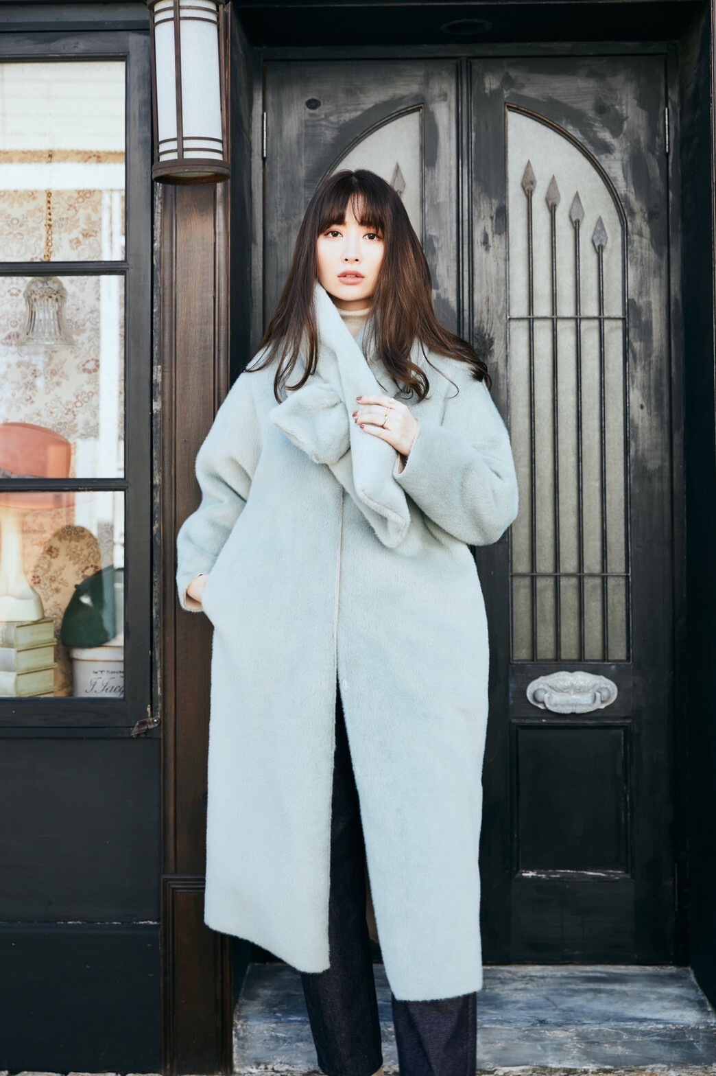 カーキ×インディゴ Her lip to Faux Fur Reversible Coat - 通販