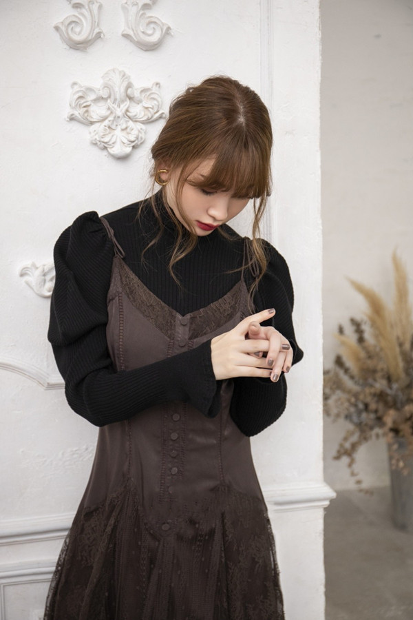 herlipto lace-trimmed satin cami dress - ロングワンピース