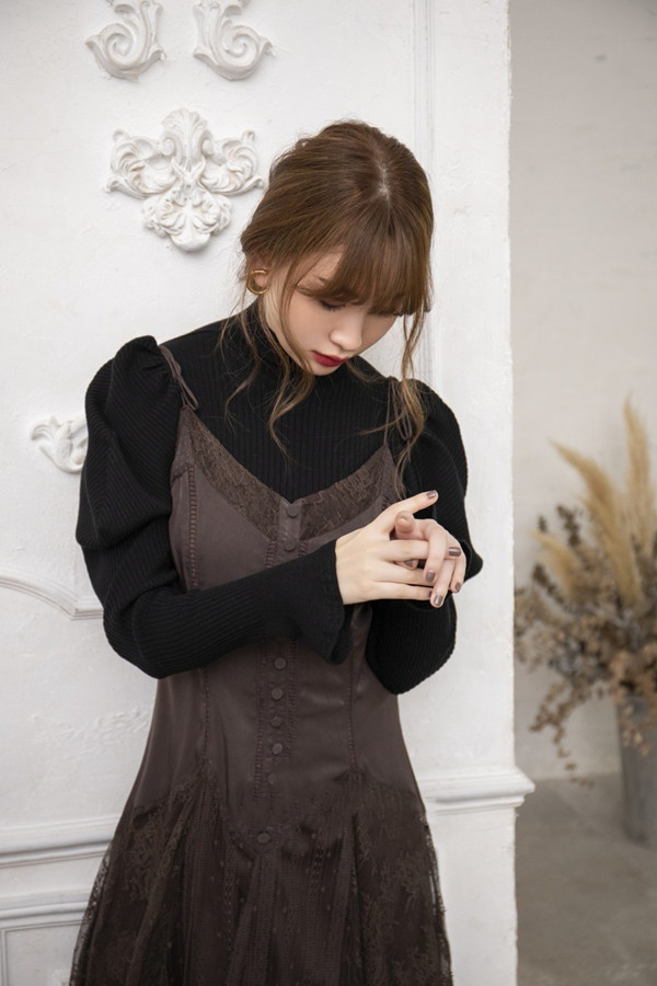 Lace-Trimmed Satin Cami Dress Mサイズ-