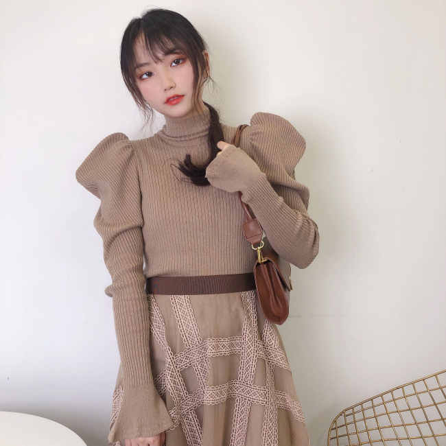 herlipto Volume Sleeve Rib Knit Top-me.com.kw