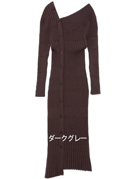 Fubail / アシンメトリーボタンニットワンピース Fubail / アシンメトリーボタンニットワンピース