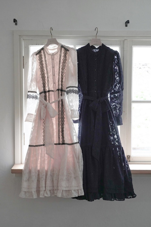 Jacquard Lace Belt Long Dress