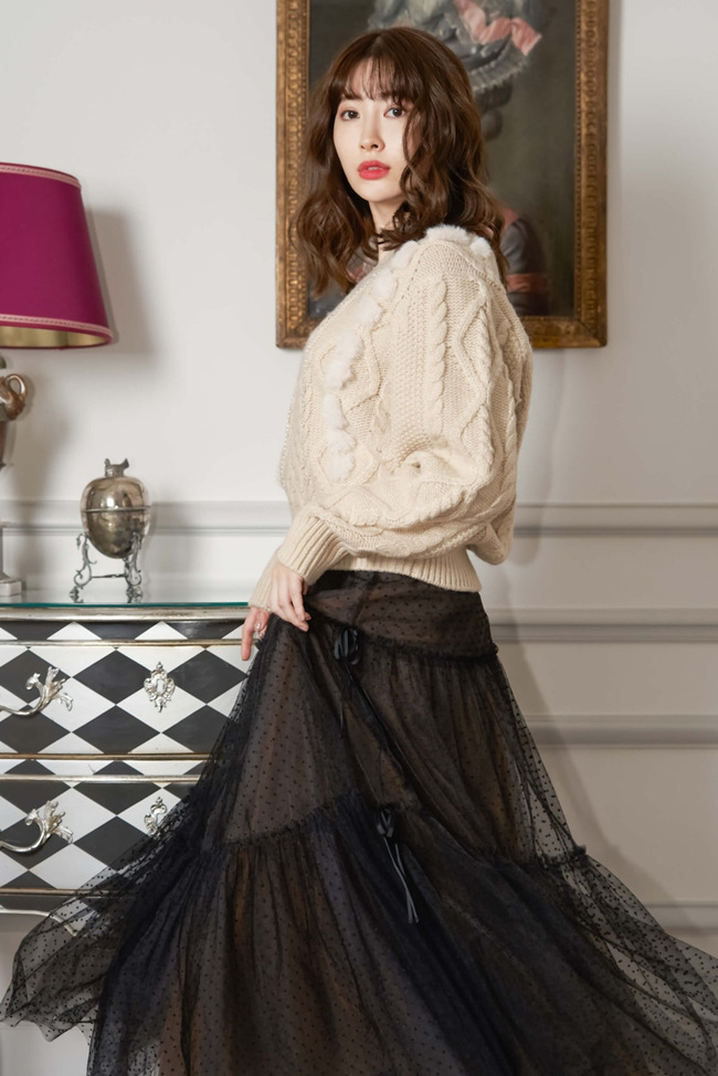 herlipto Layered Dot Tulle Long Skirt - ロングスカート